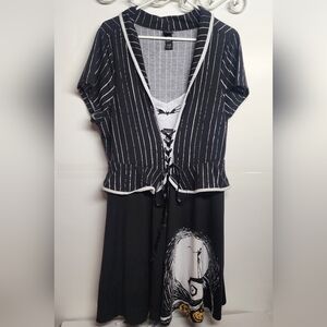 Disney Tim Burtons The Nightmare Before Christmas Black and White Striped Dress